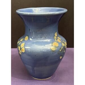Medium-Size Blue Glazed Signed Art Pottery Vase 7 5/8”